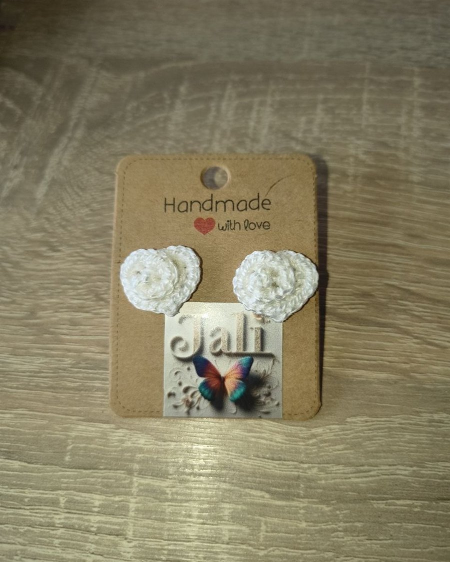 Flor nieve — Pendientes de crochet tejido a mano